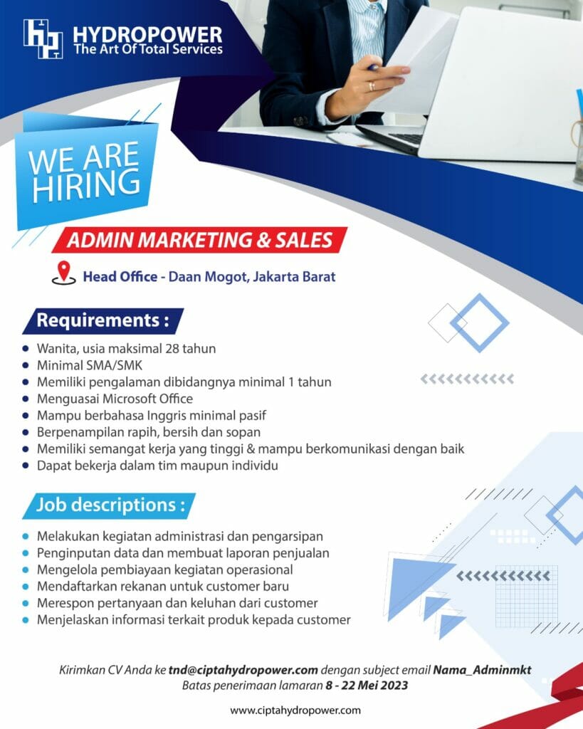 loker admin marketing dan sales