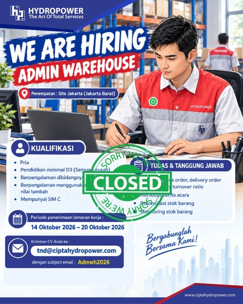 loker admin warehouse jakarta closed